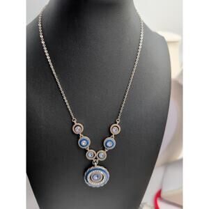 Brighton NWT Halo Eclipse Reversible Necklace beautiful blue clear crystals